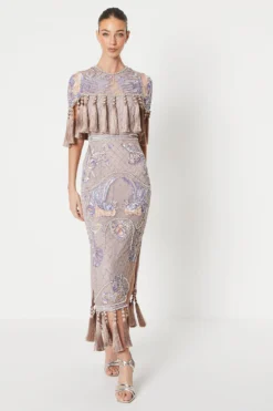 Coast The Collector Hand Embellished Midi Dress With Tassles