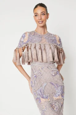 Coast The Collector Hand Embellished Midi Dress With Tassles -Coast Sales Store bcc05681 mink xl 3