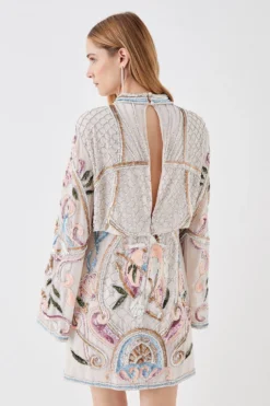 Coast The Collector Hand Embellished Mini Dress With Long Sleeve -Coast Sales Store bcc05682 cream xl 4