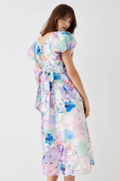 Coast Puff Sleeve Jacquard Midi Dress -Coast Sales Store bcc05691 multi xl 4