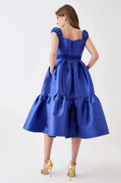 Coast Lace Trim Twill Midi Dress -Coast Sales Store bcc05693 cobalt xl 2