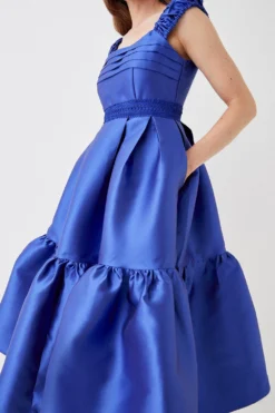 Coast Lace Trim Twill Midi Dress -Coast Sales Store bcc05693 cobalt xl 3