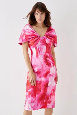 Coast Exaggerated Sleeve Twill Pencil Dress