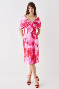 Coast Exaggerated Sleeve Twill Pencil Dress -Coast Sales Store bcc05694 pink xl 2