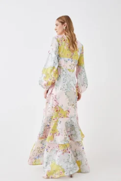 Coast The Collector Glossy Organza Frill Detail Wrap Dress -Coast Sales Store bcc05695 multi xl 3