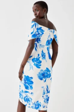 Coast Petite Satin Jacquard Bardot Pencil Dress -Coast Sales Store bcc05700 white xl 2