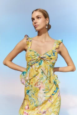 Coast The Collector Twist Front Georgette Jacquard Midi Dress