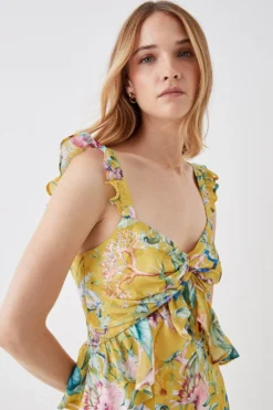 Coast The Collector Twist Front Georgette Jacquard Midi Dress -Coast Sales Store bcc05727 chartreuse xl 2