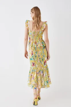 Coast The Collector Twist Front Georgette Jacquard Midi Dress -Coast Sales Store bcc05727 chartreuse xl 4