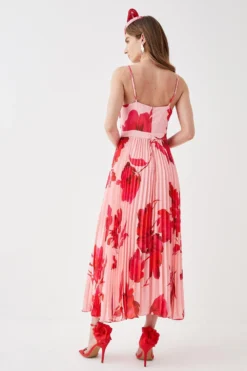 Coast Cowl Neck Pleat Skirt Midi Dress -Coast Sales Store bcc05749 multi xl 2