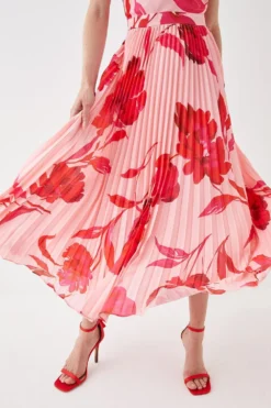 Coast Cowl Neck Pleat Skirt Midi Dress -Coast Sales Store bcc05749 multi xl 3