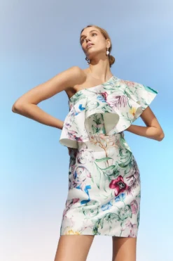 Coast The Collector One Shoulder Twill Mini Dress