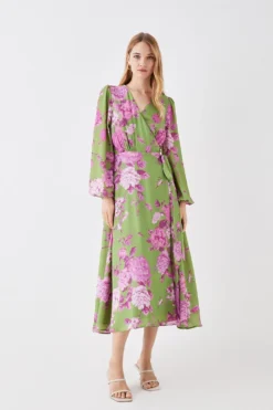 Coast Printed Long Sleeve Wrap Dress
