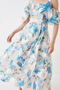 Coast Jacquard Frill Bardot Midi Dress 7 Coast Jacquard Frill Bardot Midi Dress -Coast Sales Store bcc05760 cream xl 3