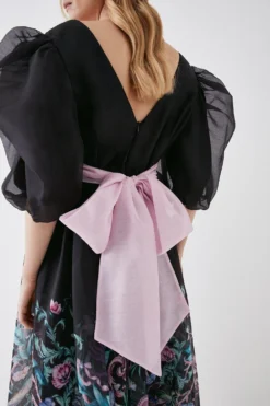 Coast The Collector Organza Puff Sleeve Dress With Tie Back -Coast Sales Store bcc05769 black xl 3