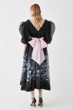 Coast The Collector Organza Puff Sleeve Dress With Tie Back -Coast Sales Store bcc05769 black xl 4