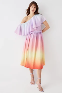 Coast Sunset Ombre Print Cotton Midi Dress