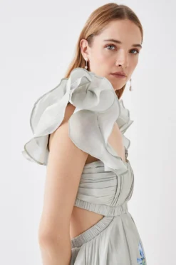 Coast The Collector Glossy Organza Cut Out Back Dress -Coast Sales Store bcc05792 green xl 2