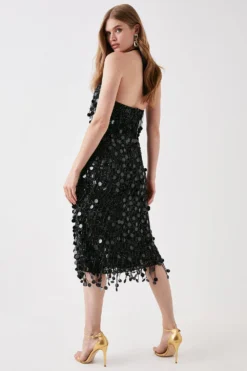 Coast Disc Sequin Halterneck Midi Dress -Coast Sales Store bcc05821 black xl 2