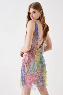 Coast Mini Rainbow Embellished Fringe Dress -Coast Sales Store bcc05823 multi xl 2
