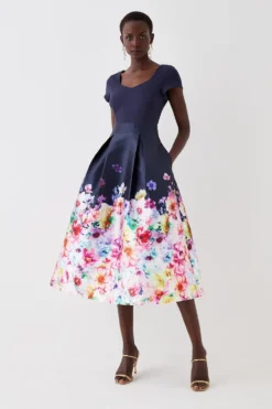 Coast Midi Dress With Ponte Top 2 In 1 Twill Skirt