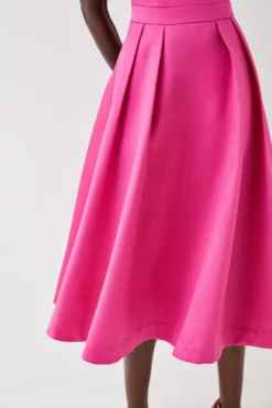 Coast One Shoulder Puff Sleeve Twill Midi Dress -Coast Sales Store bcc05828 pink xl 3