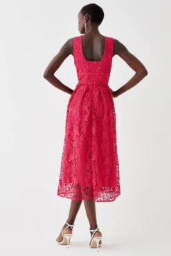 Coast Plunge Neck Midi Dress In Lace -Coast Sales Store bcc05830 magenta xl 3