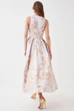 Coast Cross Front Jacquard Midi Dress -Coast Sales Store bcc05832 gold xl 2