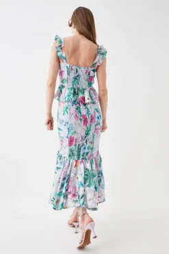 Coast Twist Front Georgette Jacquard Midi Dress -Coast Sales Store bcc05857 grey xl 2