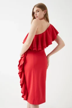 Coast Scuba Ruffle One Shoulder Pencil Dress -Coast Sales Store bcc05864 peach xl 2