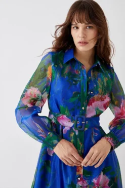 Coast Printed Organza Shirt Dress -Coast Sales Store bcc05866 blue xl 3