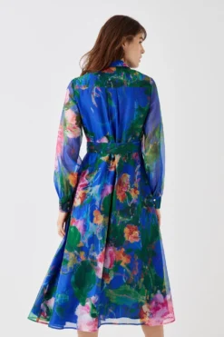 Coast Printed Organza Shirt Dress -Coast Sales Store bcc05866 blue xl 4