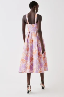 Coast Knot Neck Jacquard Midi Dress -Coast Sales Store bcc05879 pink xl 2