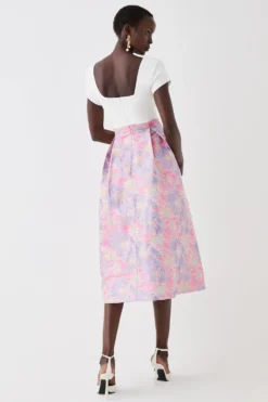 Coast 2 In 1 Midi Dress With Ponte Top & Jacquard Skirt -Coast Sales Store bcc05884 pink xl 2