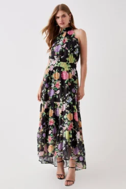 Coast Halter Neck Tiered Skirt Midi Dress