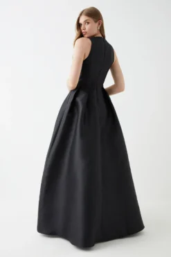 Coast Plunge Neck Bow Waist Maxi Dress With Pockets -Coast Sales Store bcc05898 black xl 2