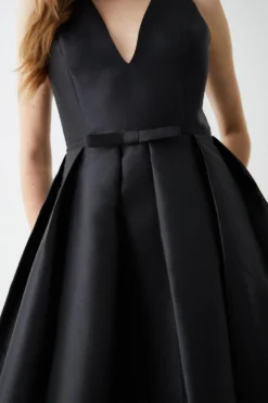 Coast Plunge Neck Bow Waist Maxi Dress With Pockets -Coast Sales Store bcc05898 black xl 3