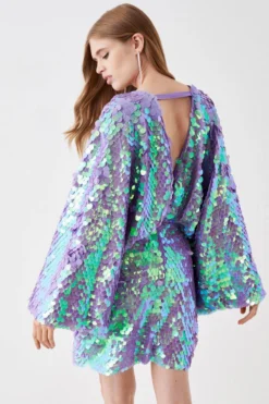 Coast Statement Sequin Kimono Mini Dress -Coast Sales Store bcc05909 ice20lilac xl 2