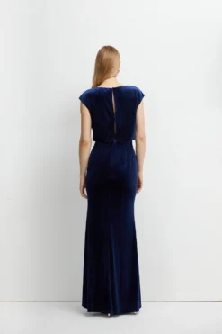 Coast Blouson Waist Velvet Bridesmaids Maxi Dress -Coast Sales Store bcc05911 navy xl 3
