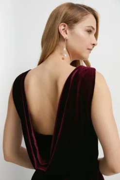Coast Cowl Back Velvet Bridesmaids Maxi Dress -Coast Sales Store bcc05912 malbec xl 2