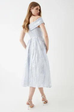 Coast Organza Jacquard Bardot Midi Dress -Coast Sales Store bcc05941 silver xl 2