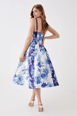 Coast Print Mix Piped Twill Midi Dress -Coast Sales Store bcc05957 blue xl 2