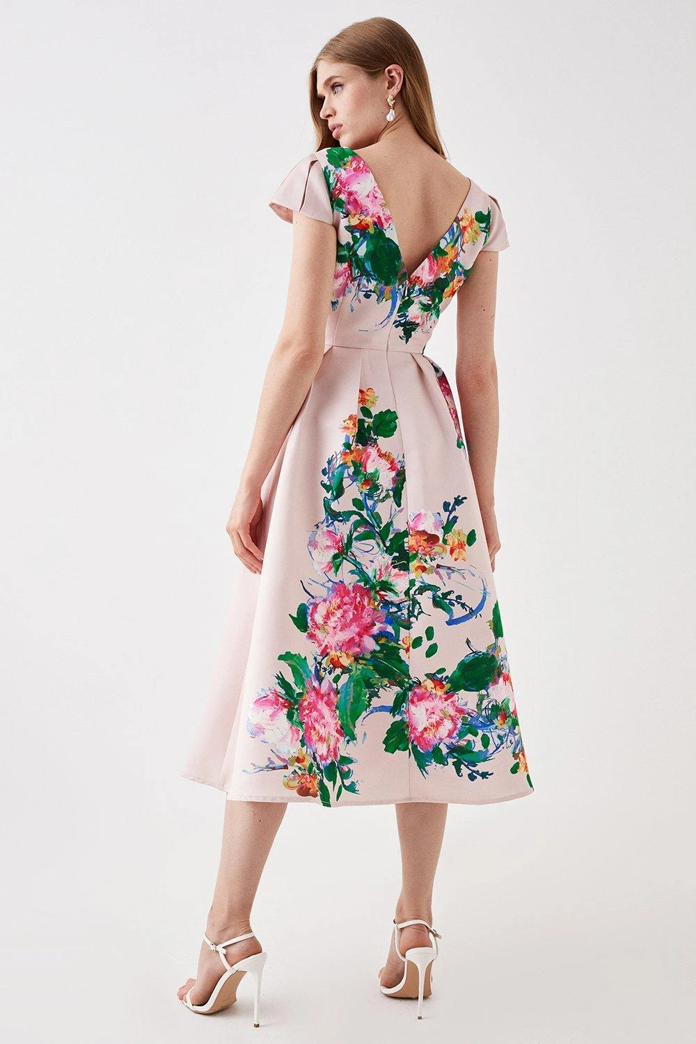 Coast Pleated Cap Sleeve Twill Midi Dress 3 Coast Pleated Cap Sleeve Twill Midi Dress - Image 3