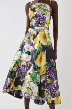 Coast Dip Hem Twill Dress With Curved Neck Line -Coast Sales Store bcc05960 floral xl 1