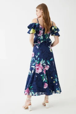 Coast Georgette Jacquard Frill Midi Dress -Coast Sales Store bcc05970 navy xl 2